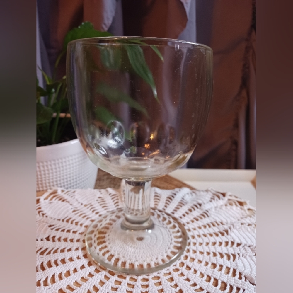 Vintage 50s Bartlett Collins Thumbprint Goblet Clear Heavy